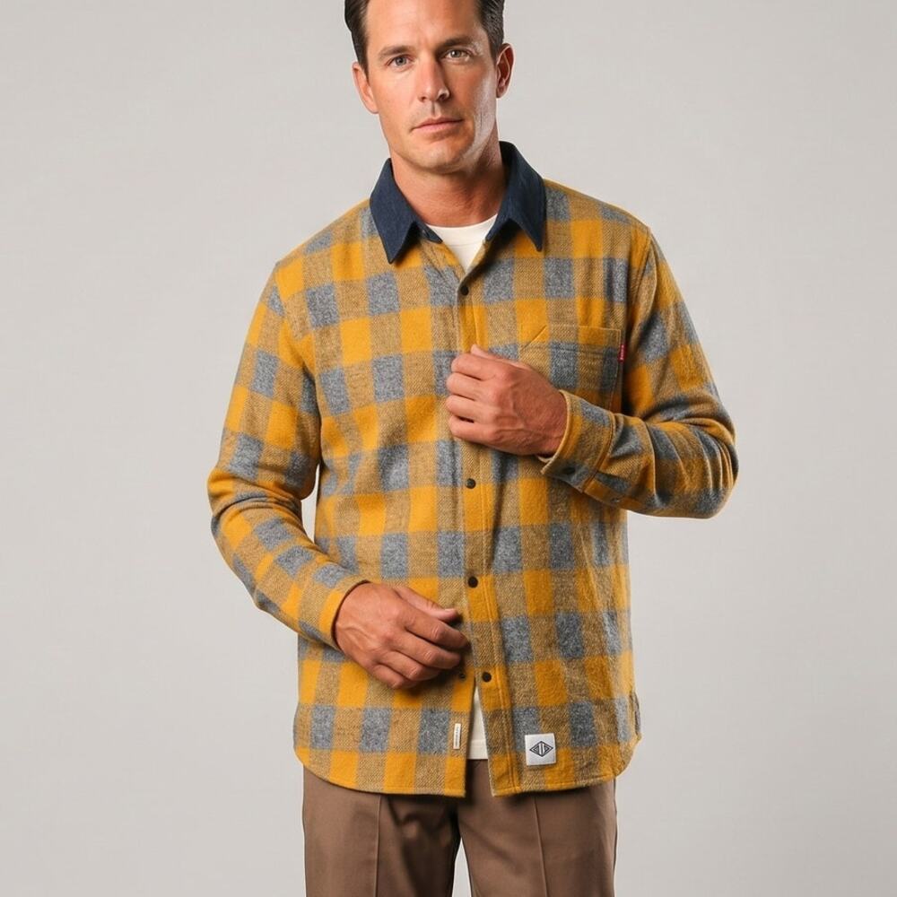 Signature Innovation Group Flannel Shirt Jacket Yellow blue check XL